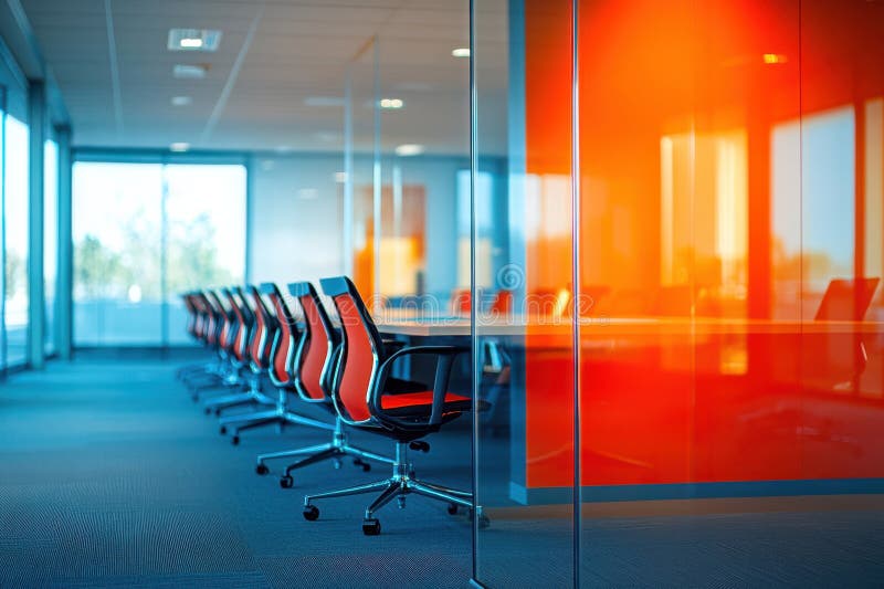 A conference room with a large number of chairs and a table royalty free stock photography