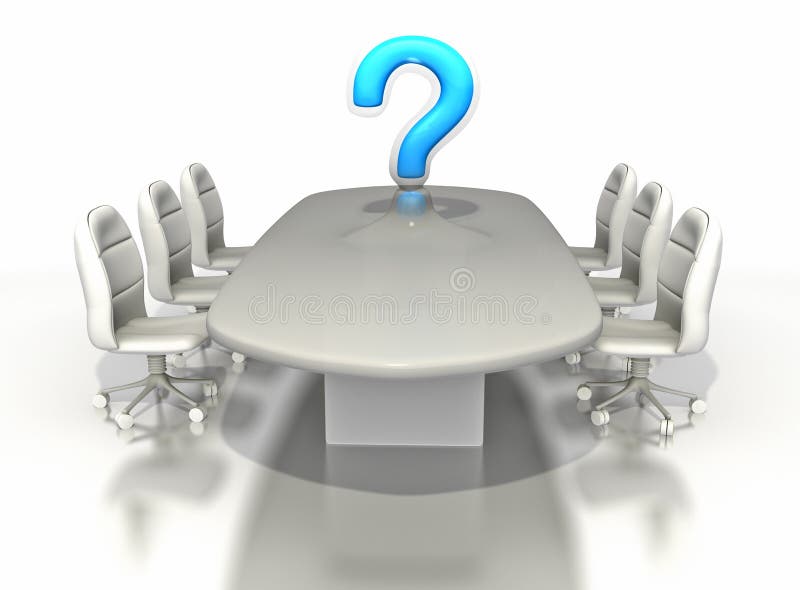 Conference Room Table With Large Question Mark Stock Illustration