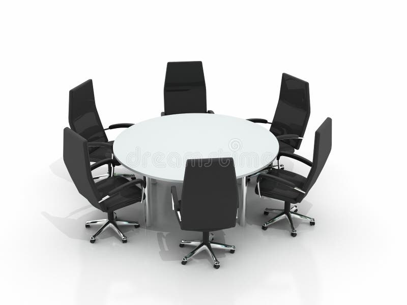 Conference round table and chairs royalty free illustration