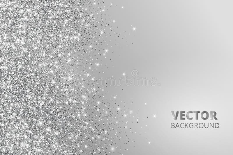 Glitter confetti, snow falling from the side. Vector silver dust, explosion on grey background. Sparkling border, frame. Great for wedding invitations, party posters, Christmas and birthday cards. Glitter confetti, snow falling from the side. Vector silver dust, explosion on grey background. Sparkling border, frame. Great for wedding invitations, party posters, Christmas and birthday cards.