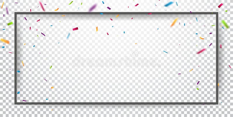 Confeti colorido que cae con el marco, aislado en fondo transparente stock de ilustración