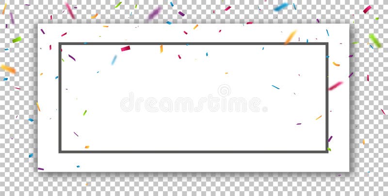 Confeti colorido que cae con el marco, aislado en fondo transparente ilustración del vector