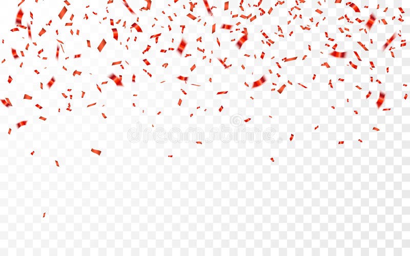 Confetiz rojo Carnaval de celebraciones cayendo brillante confetti en color rojo Tarjeta de felicitación de lujo Ilustración del