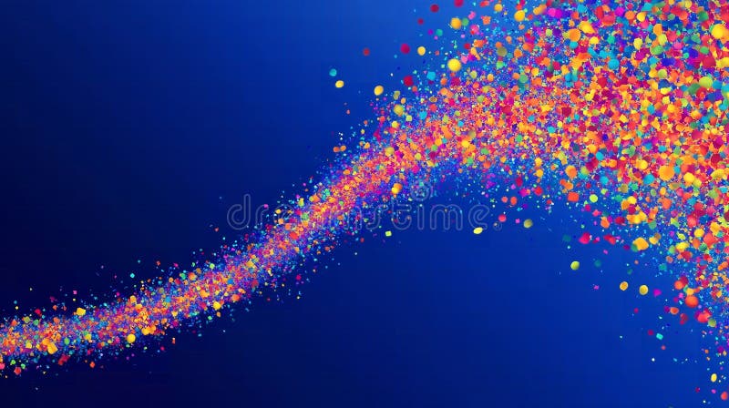 Confetti arc-en-ciel éclate d'explosion à travers le bleu arrière-plan Festive Design de fête. IA générative
