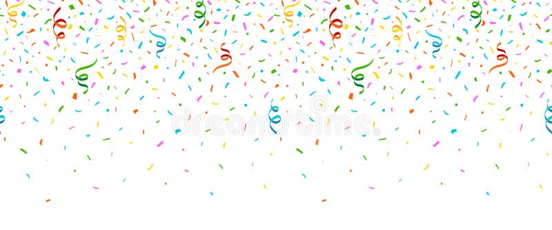 Confetti Border Background, Colorful Falling Ribbon and Small Pieces of