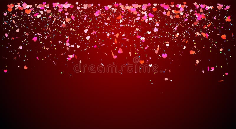 Confetti colorido en caída sobre fondo rojo libre illustration