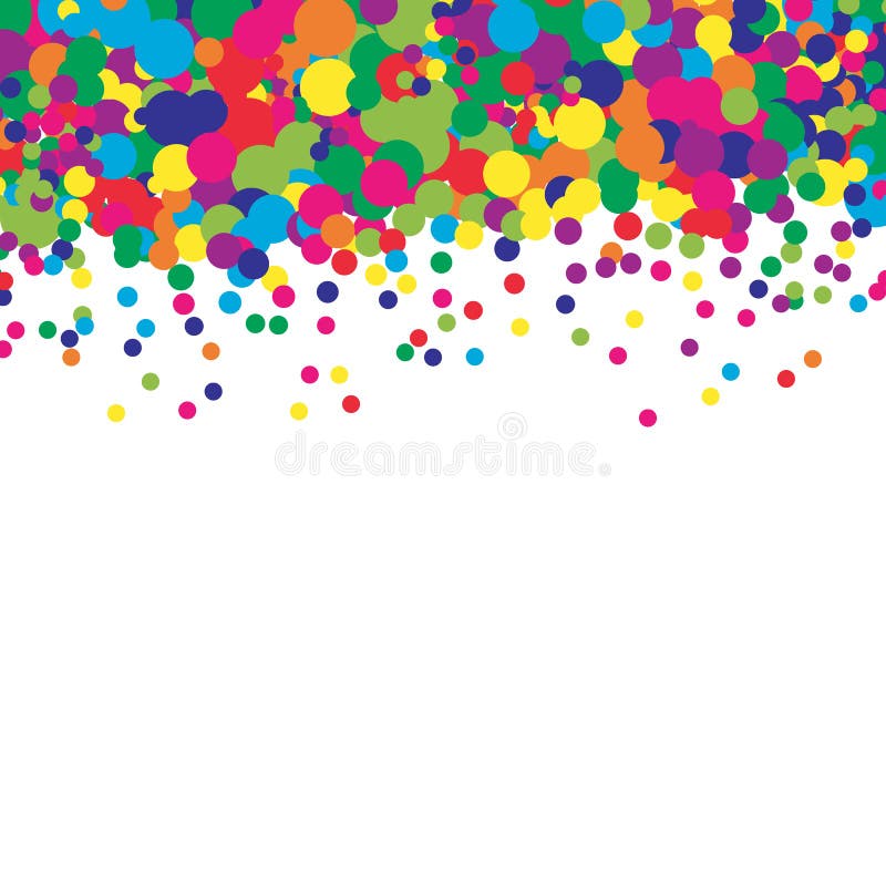 Confetti colourful background. Dot pattern. Vector illustration. Abstract bright colored dotted circles. Falling color dots.