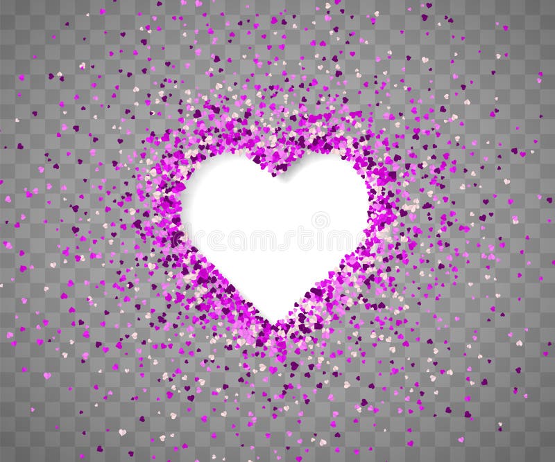 Confetti de corazones sobre un trasfondo transparente V