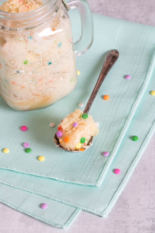Confetti mug cake. stock photo. Image of cake, dessert 162579684