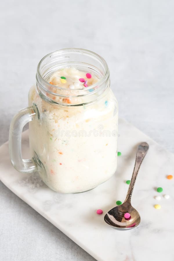 Confetti mug cake. stock photo. Image of cake, dessert 162579684