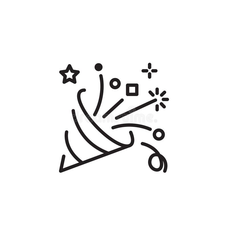Confetti popper icon in linear style. Symbol, logo vector illustration. stock illustration