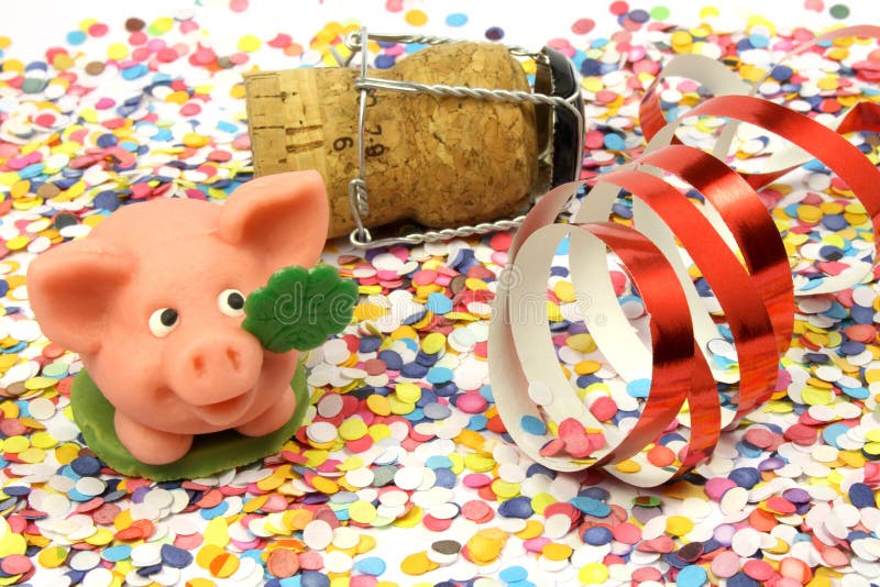 Confetti - pig - happy new year - party atmosphere. Confetti - pig - happy new year - party atmosphere...