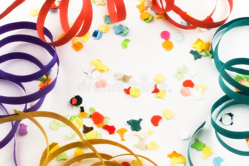 Confetti and streamers stock image. Image of party, white 4194535
