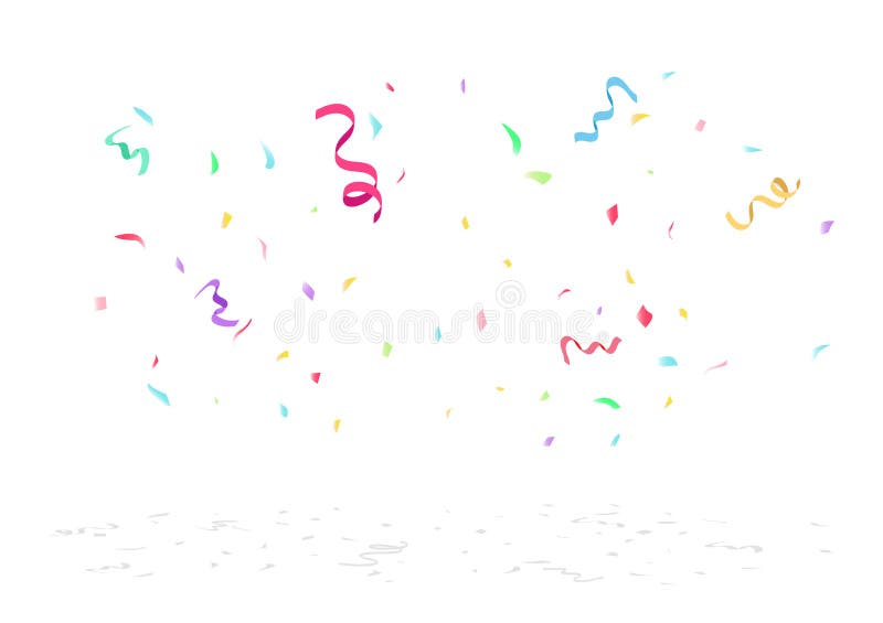 Confetti wybuch, kolorowi faborki i papier, rozpraszamy na podłodze, wakacje świętujemy dekoracji tła wektor ilustracja wektor