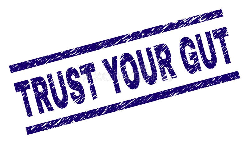 Selo com textura riscada 'CONFIE NA SUA INTUIÇÃO' ilustração do vetor