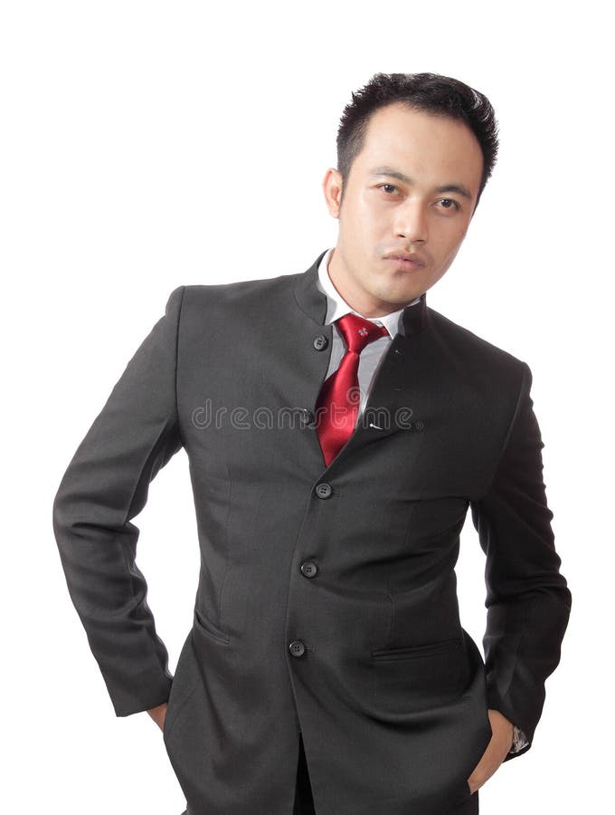 Confidence man wearing suit