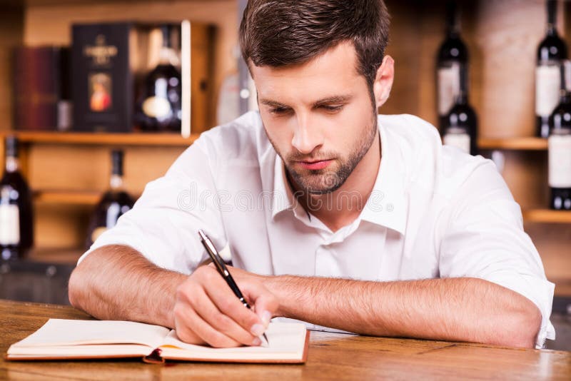 Confident bar owner. stock photo. Image of cafe, male 42479268