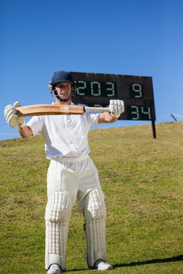 Confident Cricketer with Bat Standing on Field Stock Photo Image of