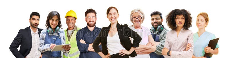 Confident employees from many professions royalty free stock photo