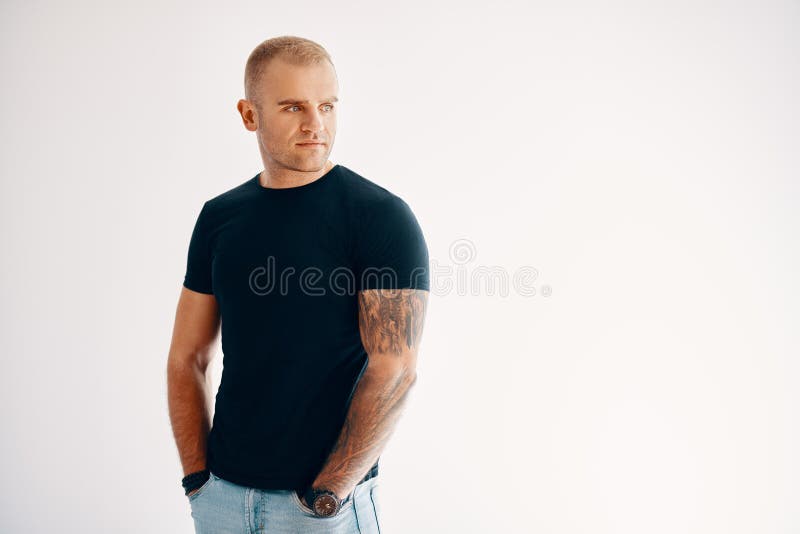 Confident handsome man looking to copy space royalty free stock images