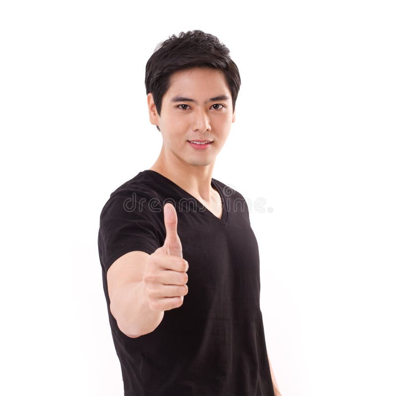 Confident man giving thumb up