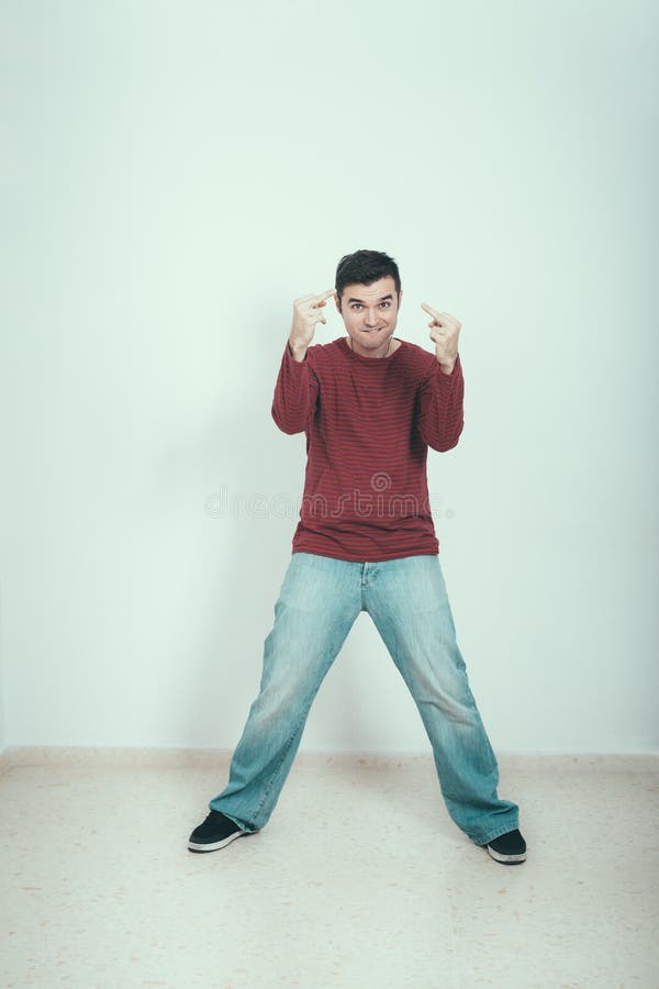Confident man provoking royalty free stock photos