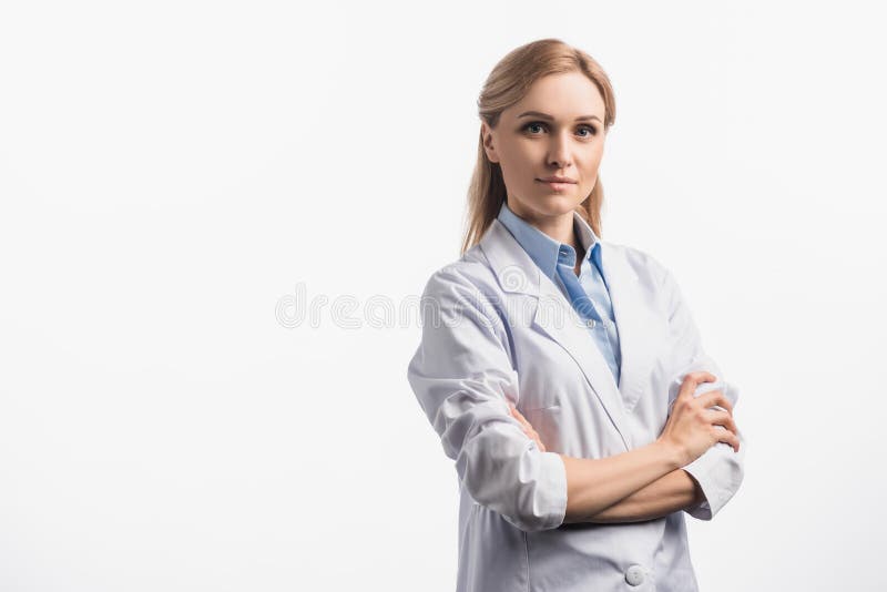 Nurse in White Coat Standing with Stock Photo Image of quarantine