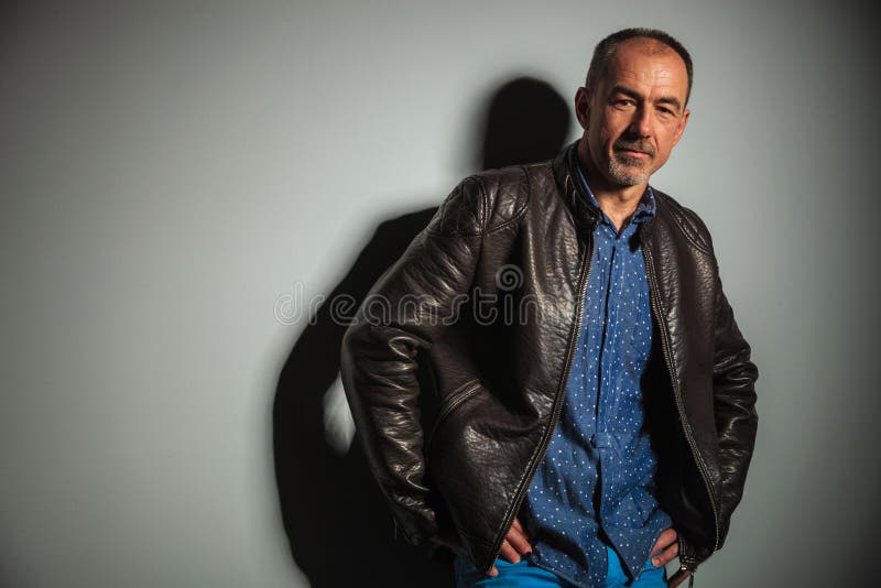 old man leather jacket