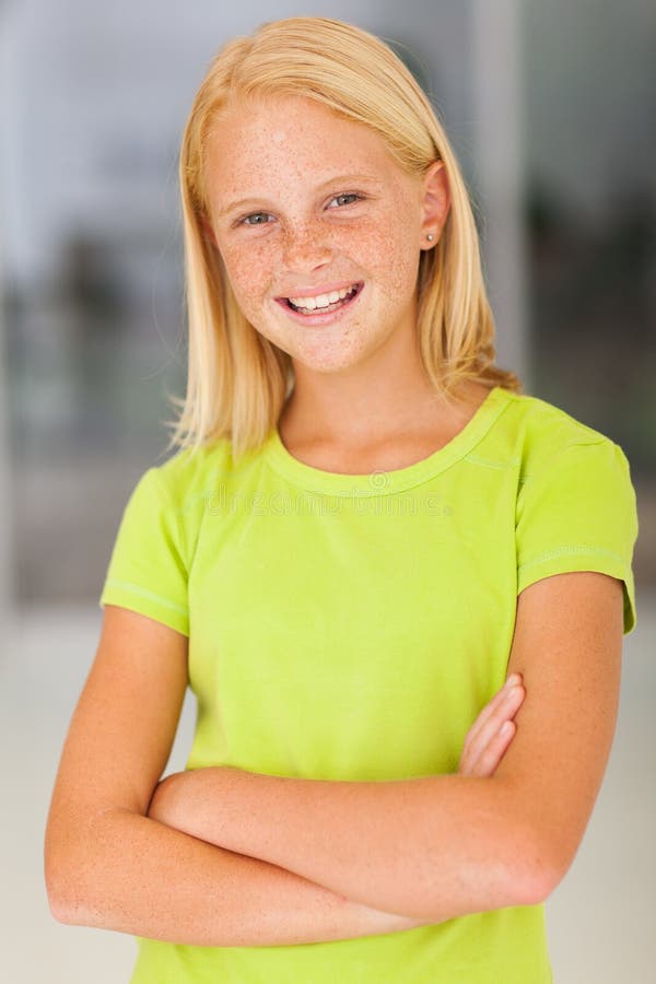 Confident preteen girl