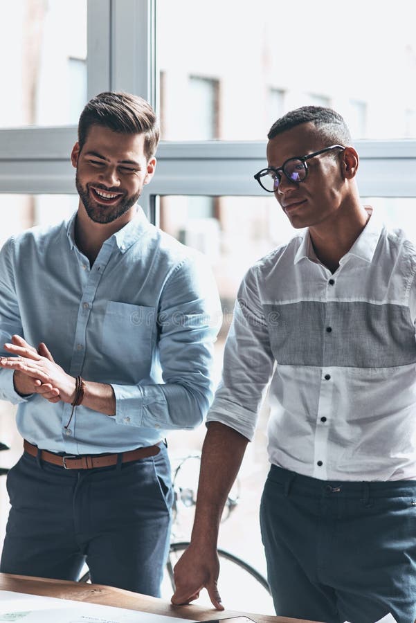 Confident and Smart. Two Modern Young Men in Smart Casual Wear S Stock  Image - Image of creative, handsome: 115214707