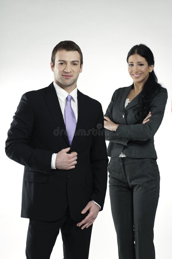 Confident smiling business people