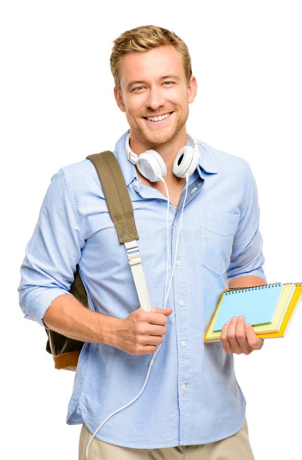 Confident Young Student Back To School on White Background Stock Image