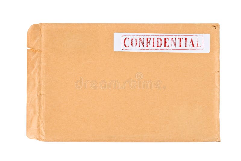 Used postal Confidential envelope, isolated on white background. Used postal Confidential envelope, isolated on white background
