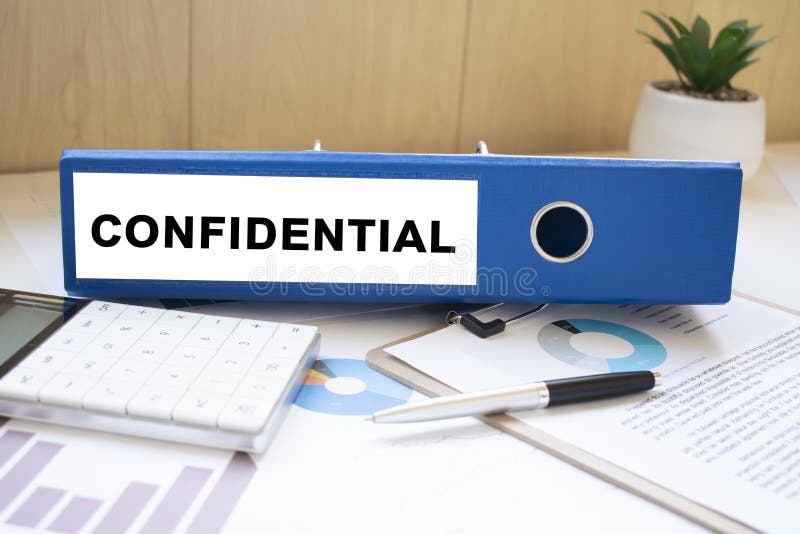 Confidential Words on Labels with Document Binders Stock Image Image