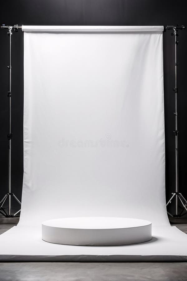 Configurare minimalistă a studioului alb cu platformă royalty free illustration