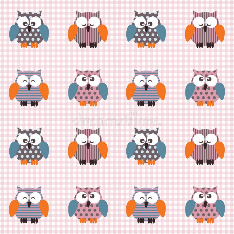 Configuration contrôlée avec les hiboux mignons illustration stock Configuration contrôlée avec les hiboux mignons illustration stock
