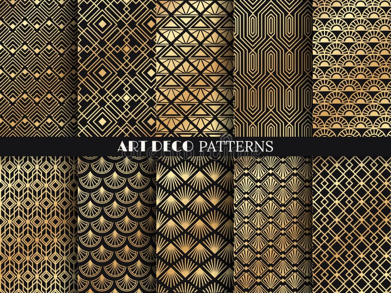 Configuration d'art déco Lignes d'or de minimalisme, arts et ligne géométriques ensemble sans couture fleuri de cru de deco de ve Configuration d'art déco Lignes d'or de minimalisme, arts et ligne géométriques ensemble sans couture fleuri de cru de deco de ve