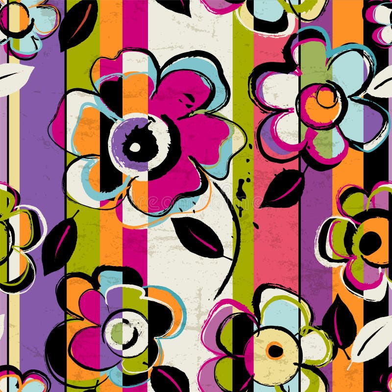 Seamless flower pattern.Abstract background composition, with paint strokes, splashes and flowers. Vector illustration: eps available. Seamless flower pattern.Abstract background composition, with paint strokes, splashes and flowers. Vector illustration: eps available