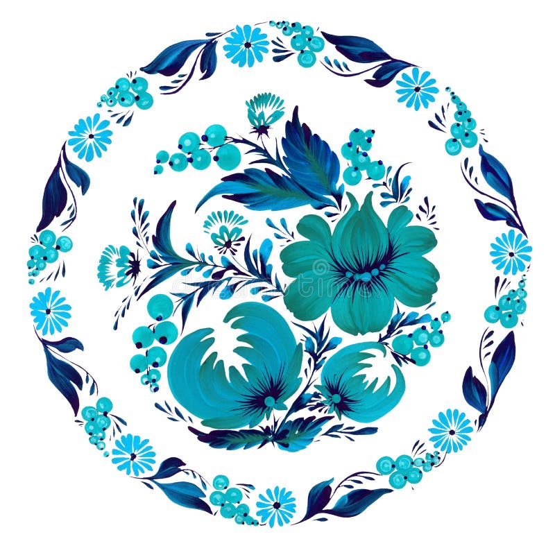 Configuration florale ronde Petrykivka ukrainien traditionnel de petrikovka de peinture illustration libre de droits Configuration florale ronde Petrykivka ukrainien traditionnel de petrikovka de peinture illustration libre de droits