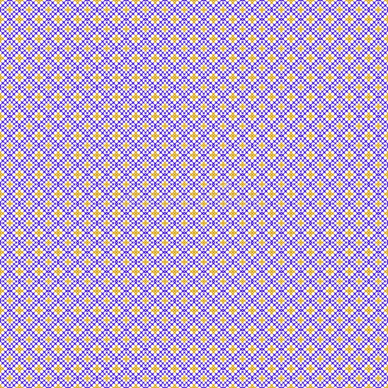 Abstract seamless pattern. Cross-stitch. Crafts and Hobbies. Purple and yellow color. A geometric design. Vector illustration. Abstract seamless pattern. Cross-stitch. Crafts and Hobbies. Purple and yellow color. A geometric design. Vector illustration.