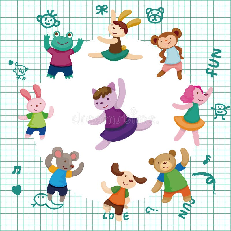 Configuration sans joint de danseur animal de dessin animé illustration libre de droits Configuration sans joint de danseur animal de dessin animé illustration libre de droits