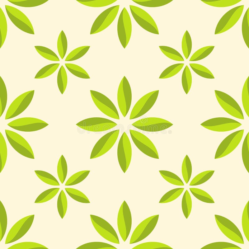 Abstract flower seamless pattern. Green color. Repeating geometric flowers. Simple vector background. Abstract flower seamless pattern. Green color. Repeating geometric flowers. Simple vector background.