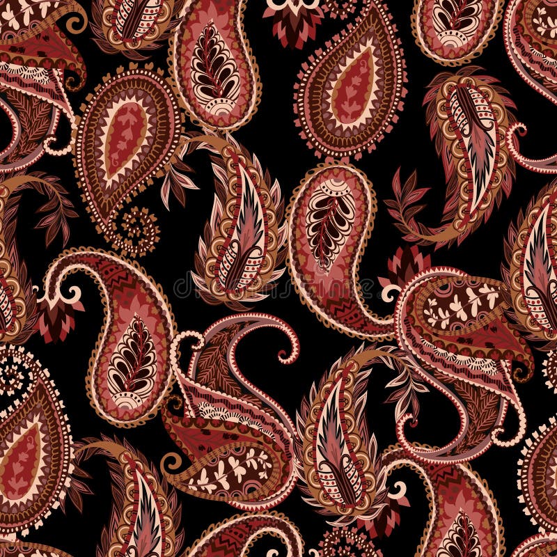 Configuration sans joint de Paisley Ornement floral coloré Flèche orientale de rouge de la conception h illustration stock Configuration sans joint de Paisley Ornement floral coloré Flèche orientale de rouge de la conception h illustration stock