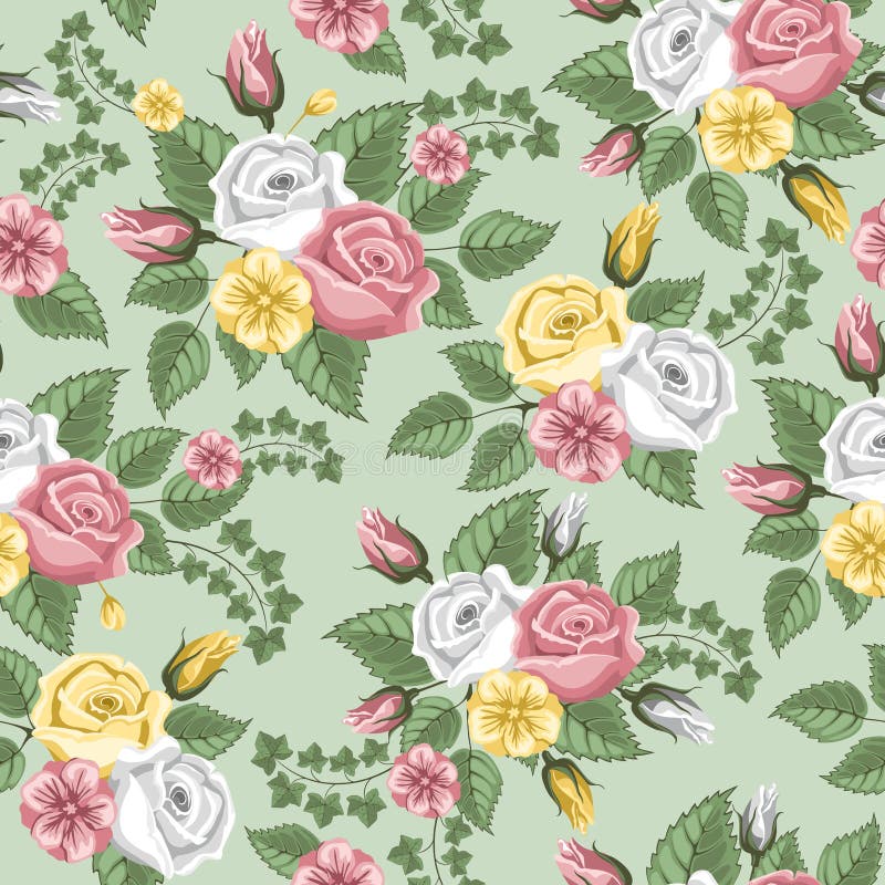Configuration sans joint de rétro fleur - roses illustration libre de droits Configuration sans joint de rétro fleur - roses illustration libre de droits