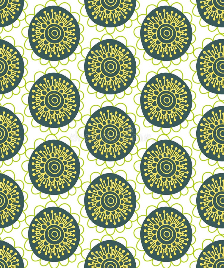 Floral seamless pattern. Hand drawn creative flower in round shape. Colorful artistic background. Abstract herb. It can be used for wallpaper, textiles, wrapping, card. Vector illustration, eps10. Floral seamless pattern. Hand drawn creative flower in round shape. Colorful artistic background. Abstract herb. It can be used for wallpaper, textiles, wrapping, card. Vector illustration, eps10