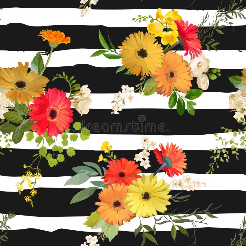 Configuration sans joint florale Été et Autumn Flowers Background illustration libre de droits Configuration sans joint florale Été et Autumn Flowers Background illustration libre de droits