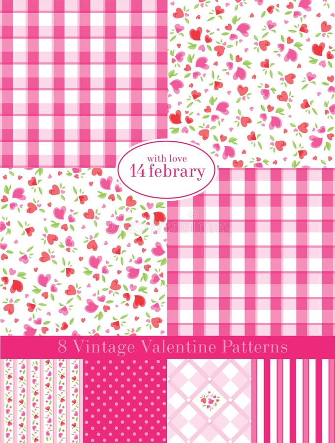 Configurations de Valentine de cru illustration stock