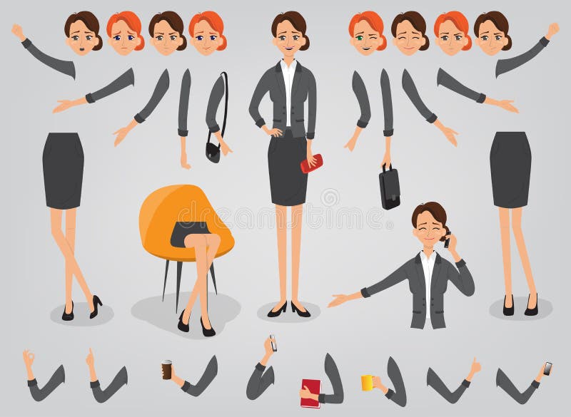 Configurazione stabilita della creazione della donna di affari il vostro carattere illustrazione di stock