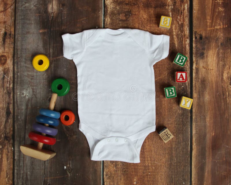Configuração do plano do modelo da camisa branca do bodysuit do bebê