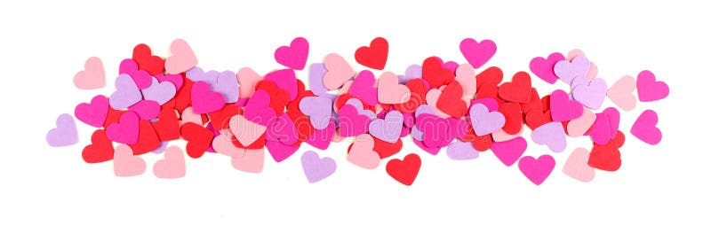 Confine di carta variopinto dei cuori di giorno di biglietti di S. Valentino sopra bianco fotografia stock libera da diritti